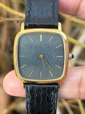 Vintage 1989 Citizen Exceed 4-796471 Men’s Watch [Blue Linen Dial] Gold-Plated